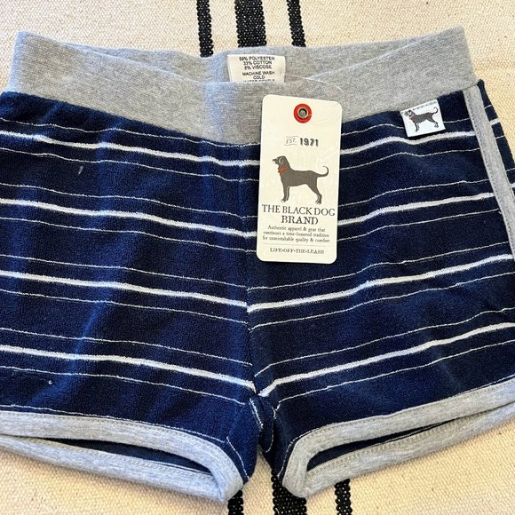 The Black Dog Terry Shorts 3T Navy/Gray Striped - Picture 1 of 3